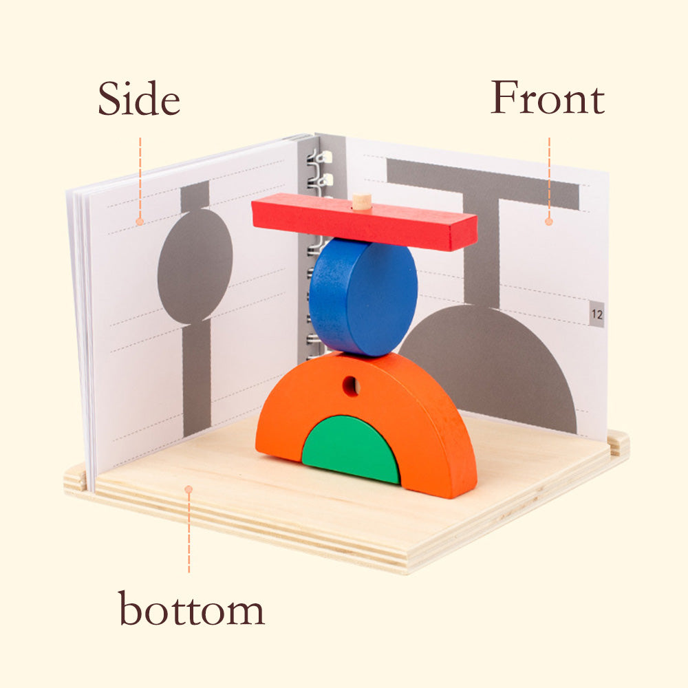 Wooden Blocks, Day and Night Stacking Tower Game - 8pcs - Wooden Stacking Game with Manual, Ages 5+