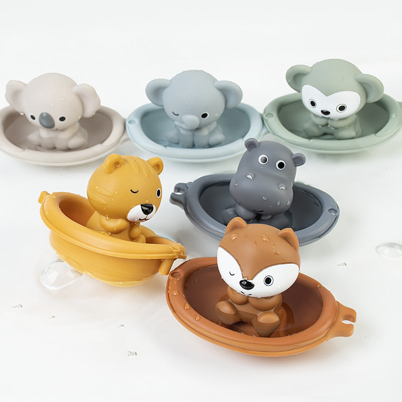 Bath Toys Floating Boats, 12 Pcs Baby Bath Toys 6-12 Months - Soft, Squeezable & Float on Water, Silicone Bath Finger Puppets for Toddlers Animal Bathtub Toys for 1 2 3 4 5 Boy Girl Kids (12)