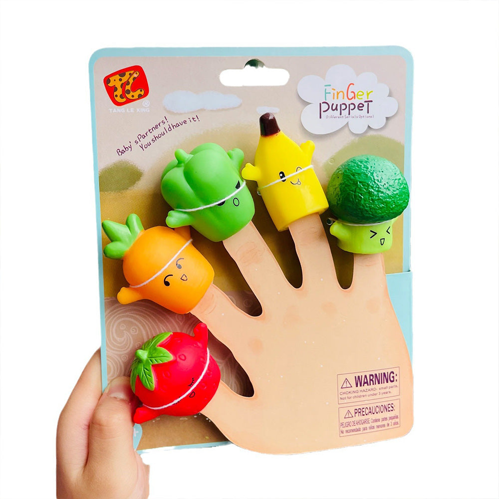 Finger Puppets for Kids, 5 pc Zoo Animals Puppets Rubber Set for Story Time and Bath Toys