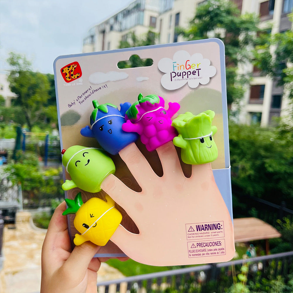 Finger Puppets for Kids, 5 pc Zoo Animals Puppets Rubber Set for Story Time and Bath Toys