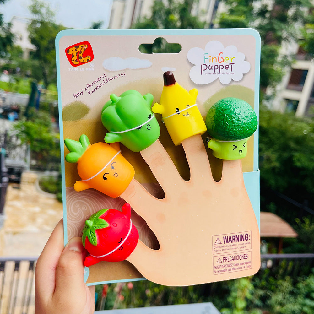 Finger Puppets for Kids, 5 pc Zoo Animals Puppets Rubber Set for Story Time and Bath Toys