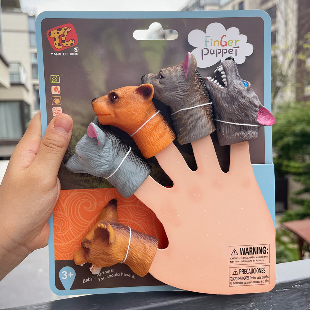 Finger Puppets for Kids, 5 pc Zoo Animals Puppets Rubber Set for Story Time and Bath Toys