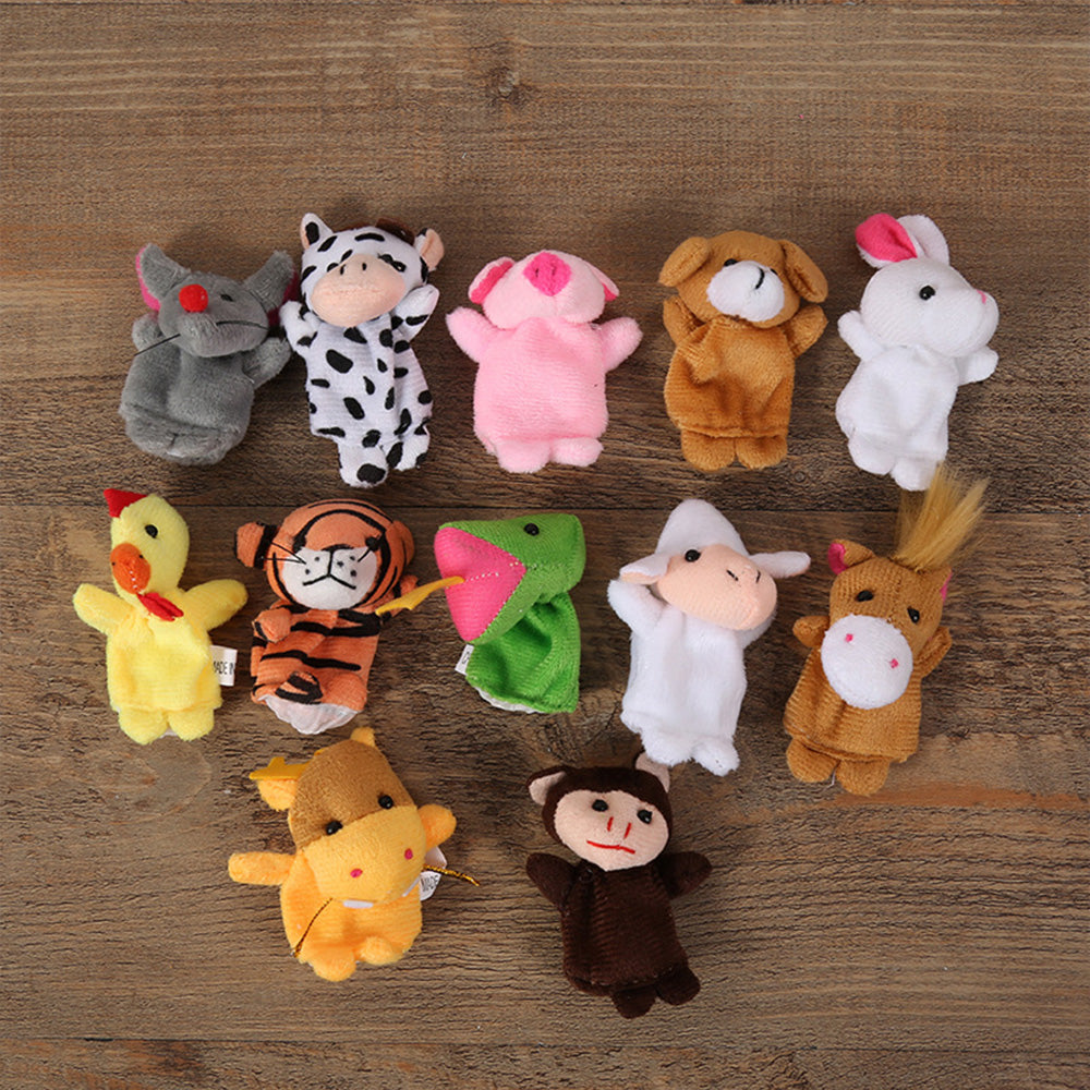 10pcs Soft Plush Animal Finger Puppets Set Baby Story Time Velvet Animal Style for Toddlers