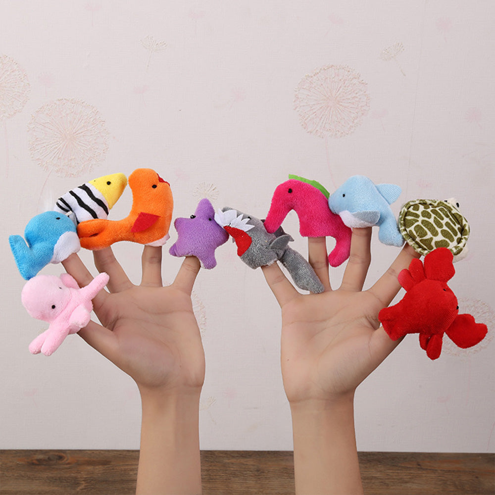 10pcs Soft Plush Animal Finger Puppets Set Baby Story Time Velvet Animal Style for Toddlers