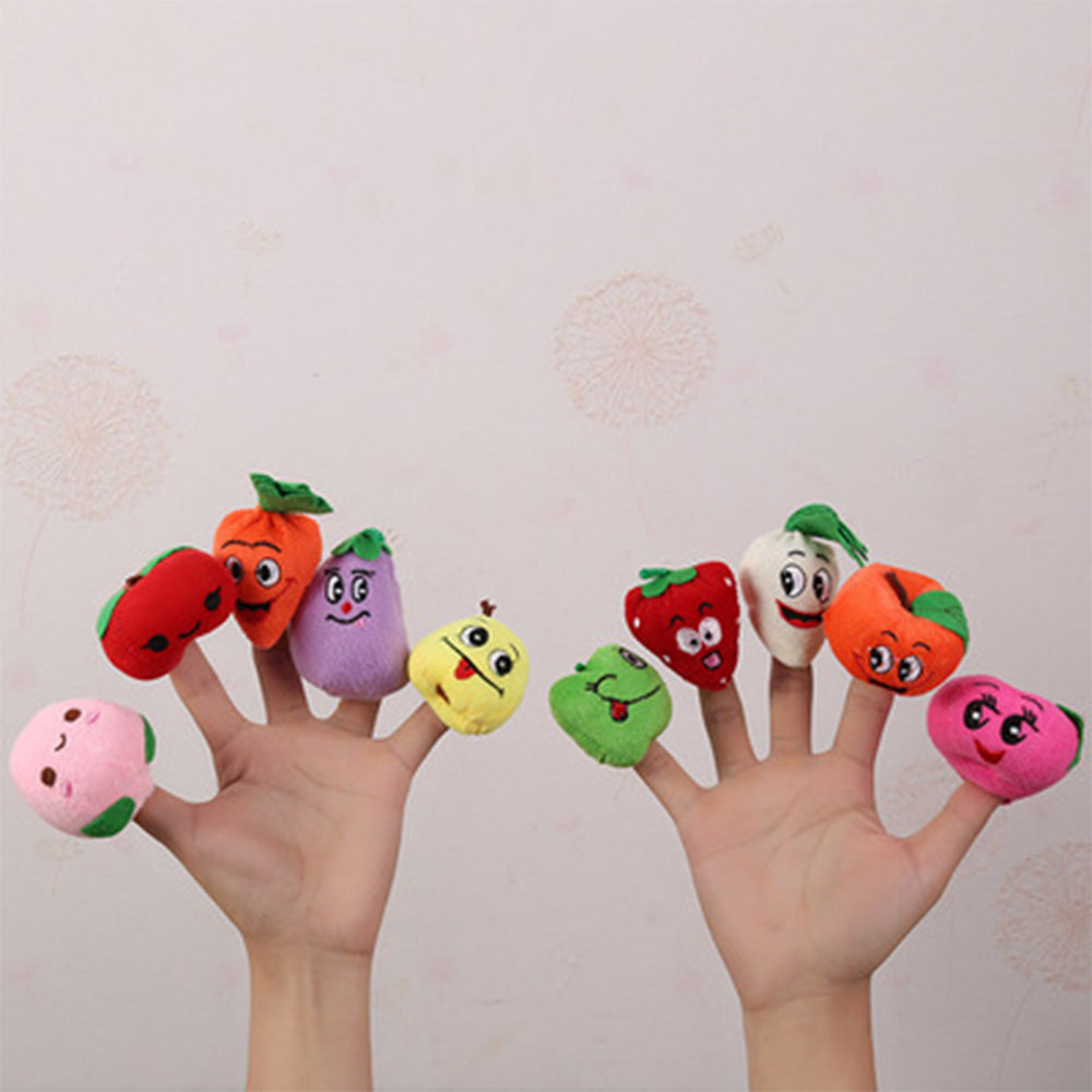 10pcs Soft Plush Animal Finger Puppets Set Baby Story Time Velvet Animal Style for Toddlers