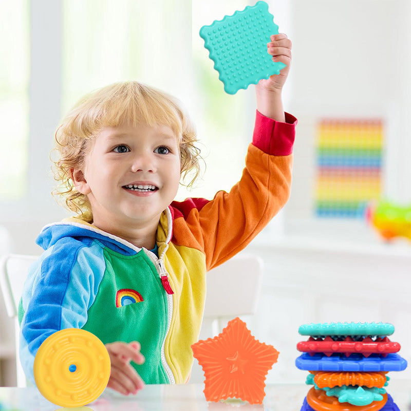 A014 Sensory Fidget Toys for Kids Adults: 6 Pack Textured Silicone Worry Stones for Anxiety Relief, Sensory Stress Toy