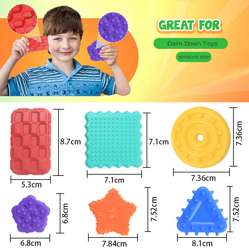 A014 Sensory Fidget Toys for Kids Adults: 6 Pack Textured Silicone Worry Stones for Anxiety Relief, Sensory Stress Toy