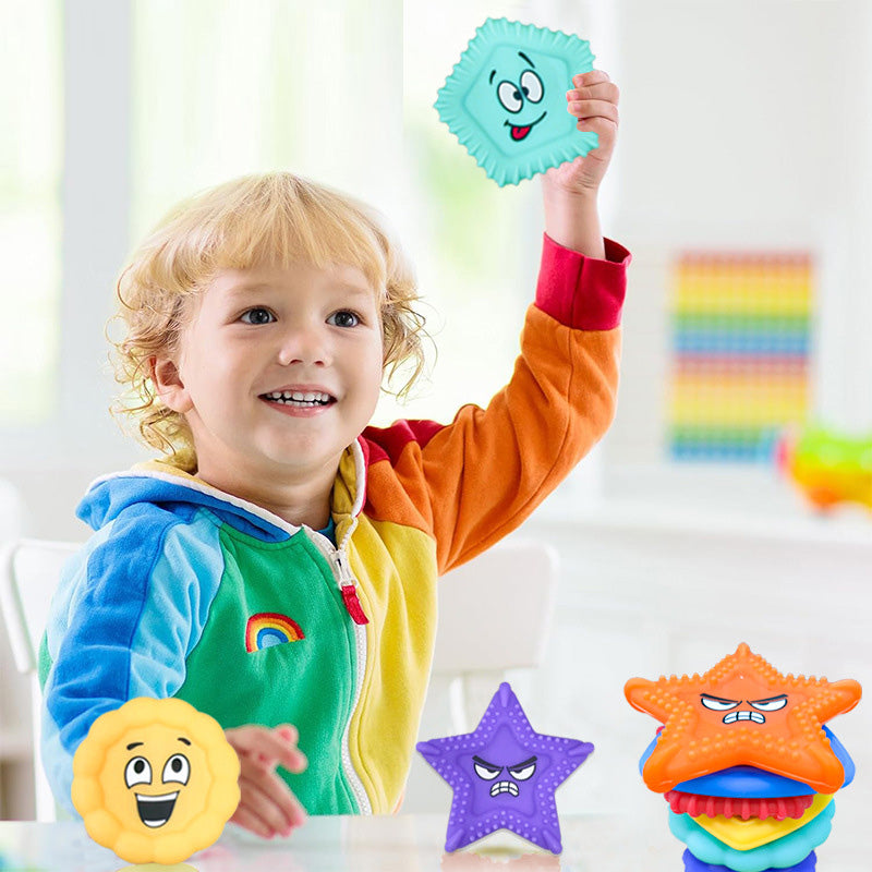 A015 Fidget Sensory Toys for Kids Adults 6 PC Easter Basket Stuffers Silicone Worry Stone