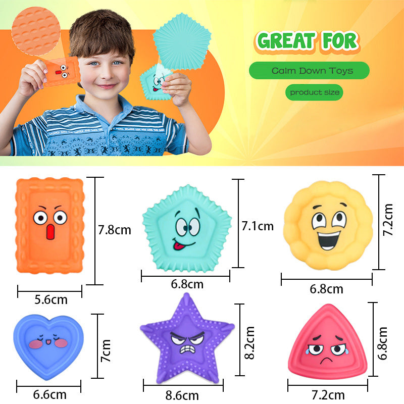 A015 Fidget Sensory Toys for Kids Adults 6 PC Easter Basket Stuffers Silicone Worry Stone