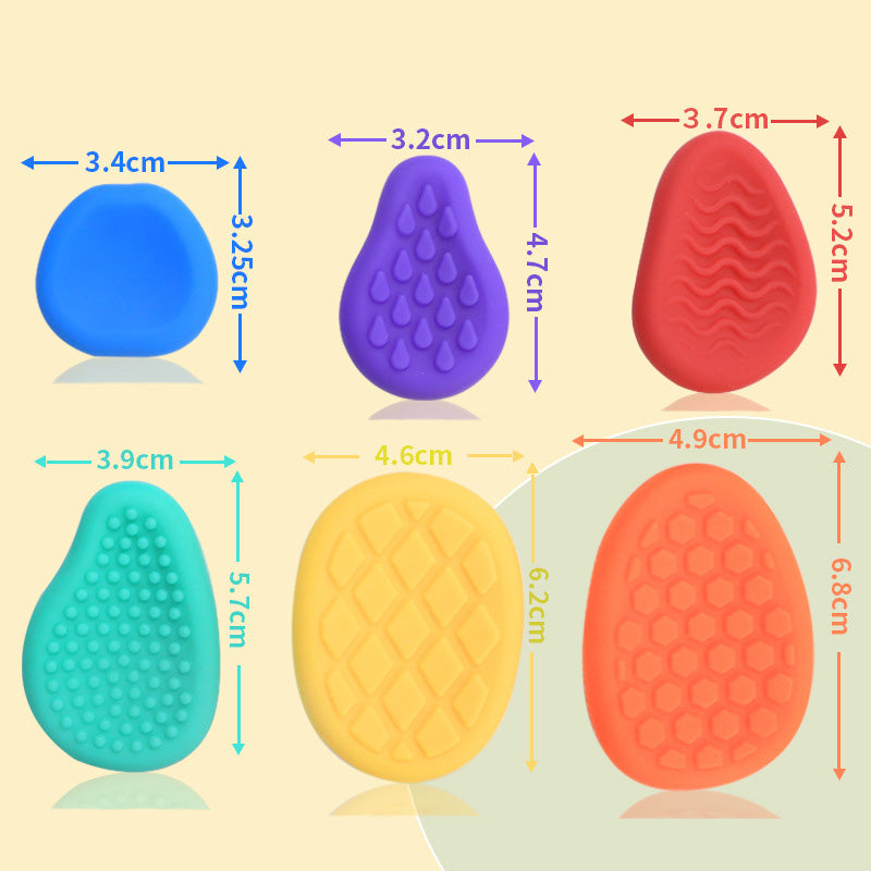 A010 Fidget Sensory Toys for Kids Adults 6 PC Easter Basket Stuffers Silicone Worry Stone