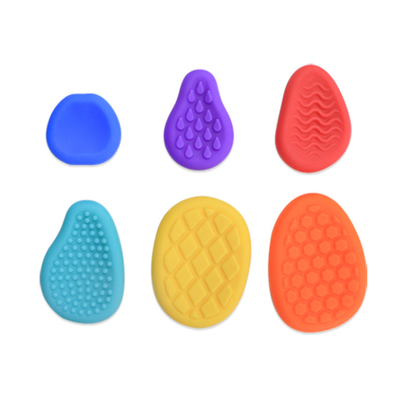 A010 Fidget Sensory Toys for Kids Adults 6 PC Easter Basket Stuffers Silicone Worry Stone