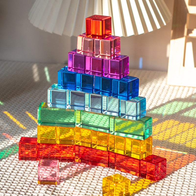 B010 Acrylic Gem Cubes Blocks Translucent Rainbow Building Cubes Crystal Acrylic Cubes