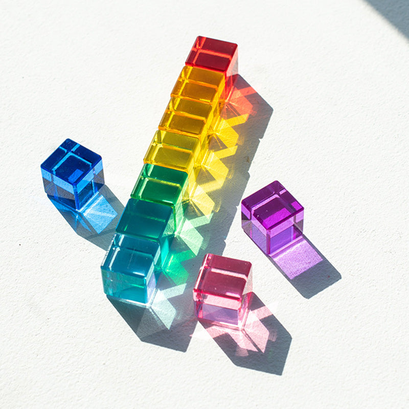 B010 Acrylic Gem Cubes Blocks Translucent Rainbow Building Cubes Crystal Acrylic Cubes