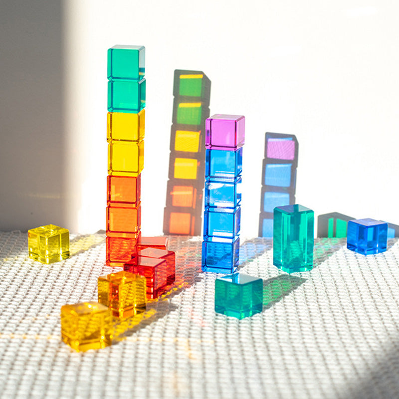 B010 Acrylic Gem Cubes Blocks Translucent Rainbow Building Cubes Crystal Acrylic Cubes