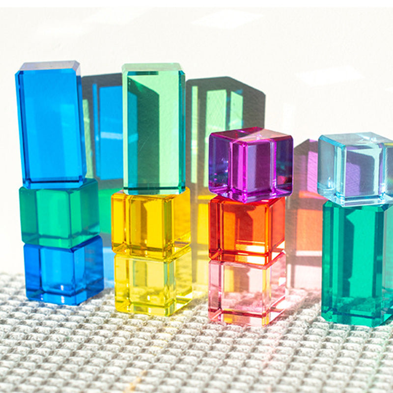 B010 Acrylic Gem Cubes Blocks Translucent Rainbow Building Cubes Crystal Acrylic Cubes