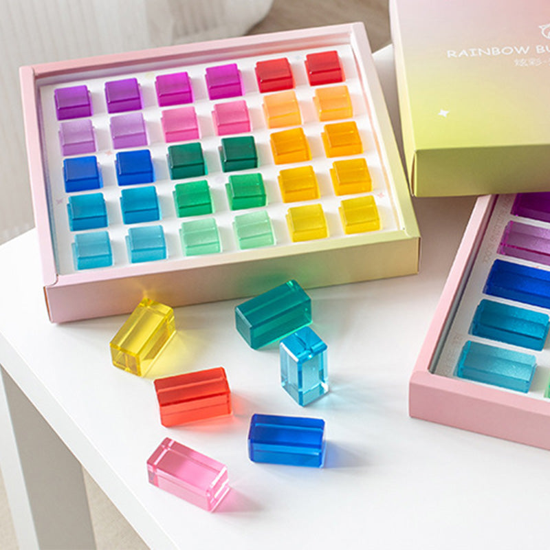 B010 Acrylic Gem Cubes Blocks Translucent Rainbow Building Cubes Crystal Acrylic Cubes