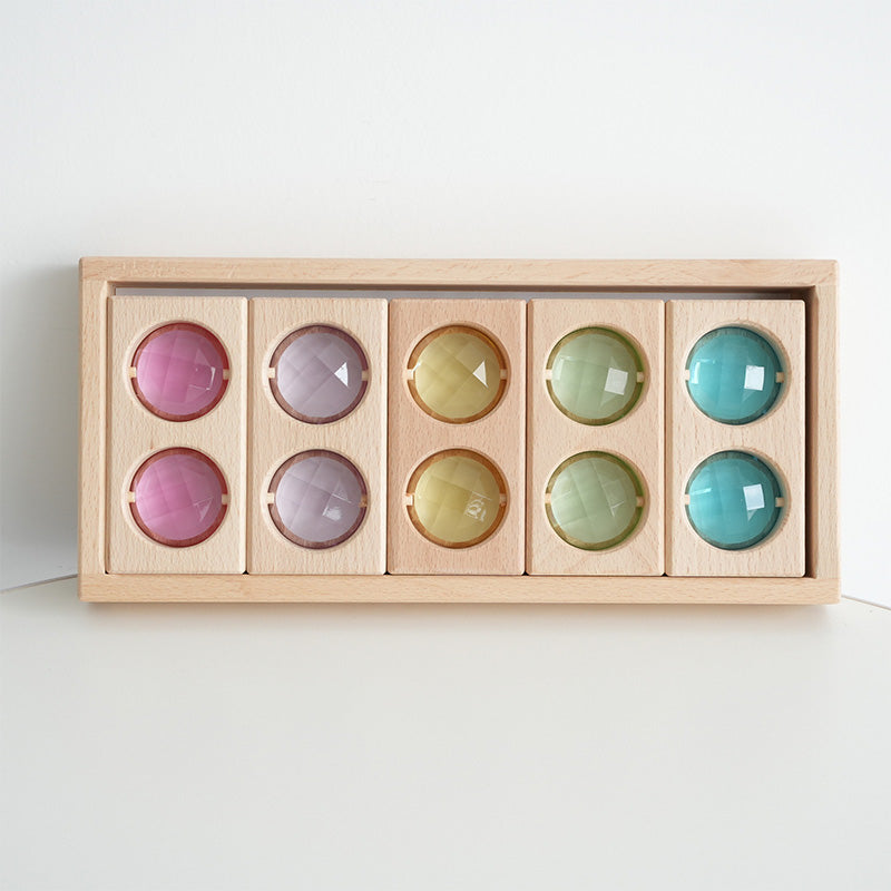 B013 Wooden Gem Blocks Stacking Toys,Colorful Acrylic Windows Blocks, Rainbow Crystal Acrylic Building Cubes Educational Sensory Training Crystal Toys