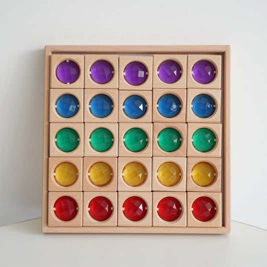 B013 Wooden Gem Blocks Stacking Toys,Colorful Acrylic Windows Blocks, Rainbow Crystal Acrylic Building Cubes Educational Sensory Training Crystal Toys