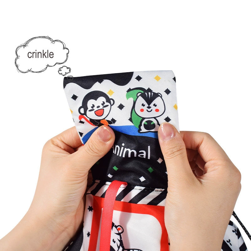 Tummy Time Floor Mirror, Double High Contrast Play and Pat Activity Mat Black and White Baby Crinkle Toys with Teether, Great Gift for Infants Boys and Girls