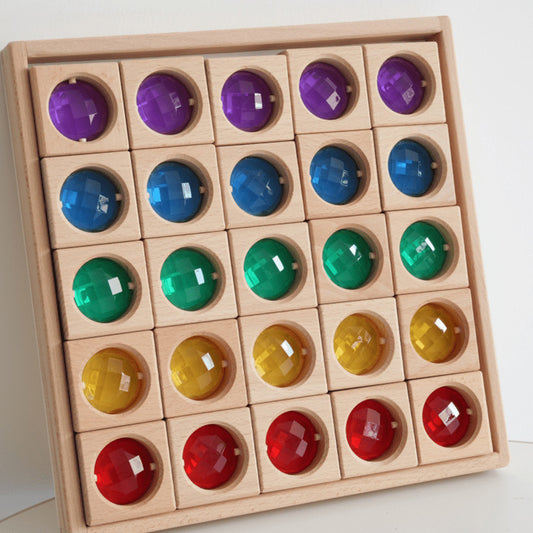 B014 Wooden Gem Blocks Stacking Toys,Colorful Acrylic Windows Blocks, Rainbow Crystal Acrylic Building Cubes Educational Sensory Training Crystal Toys