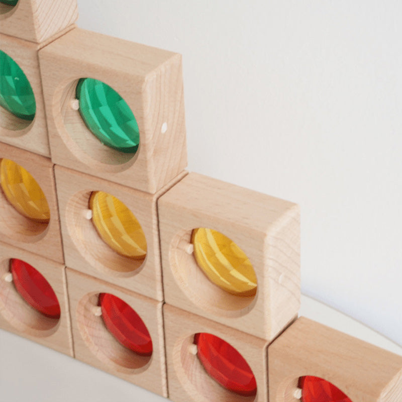 B014 Wooden Gem Blocks Stacking Toys,Colorful Acrylic Windows Blocks, Rainbow Crystal Acrylic Building Cubes Educational Sensory Training Crystal Toys