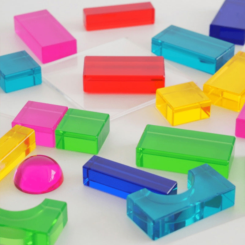 B016 Gemstone Building Blocks Set, Rainbow Sensory Toys, Preschool Stacking Toy for Kids