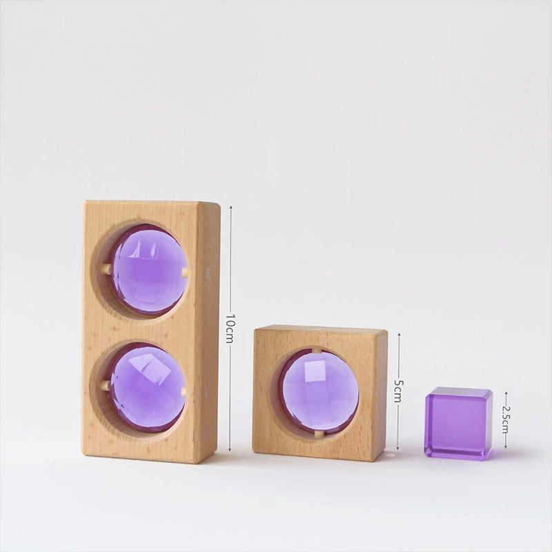 B017 Wooden Building Blocks Set 20pcs, Rainbow Sensory Toys, Preschool Stacking Toy for Kids
