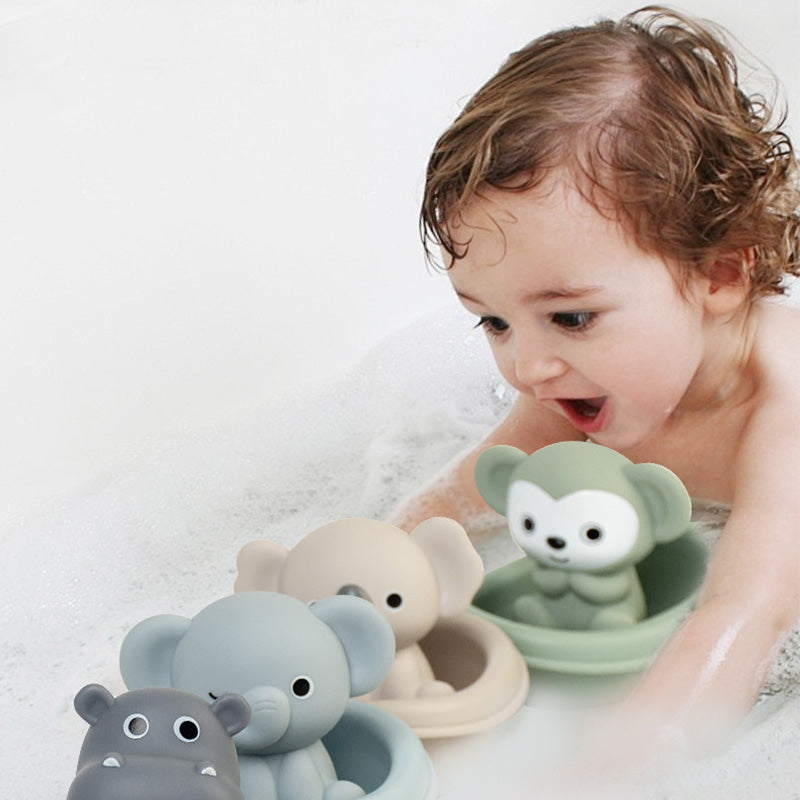 Bath Toys Floating Boats, 12 Pcs Baby Bath Toys 6-12 Months - Soft, Squeezable & Float on Water, Silicone Bath Finger Puppets for Toddlers Animal Bathtub Toys for 1 2 3 4 5 Boy Girl Kids (12)