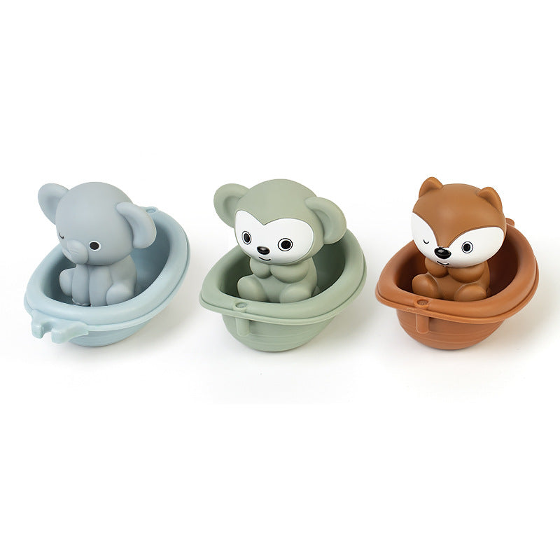 Bath Toys Floating Boats, 12 Pcs Baby Bath Toys 6-12 Months - Soft, Squeezable & Float on Water, Silicone Bath Finger Puppets for Toddlers Animal Bathtub Toys for 1 2 3 4 5 Boy Girl Kids (12)