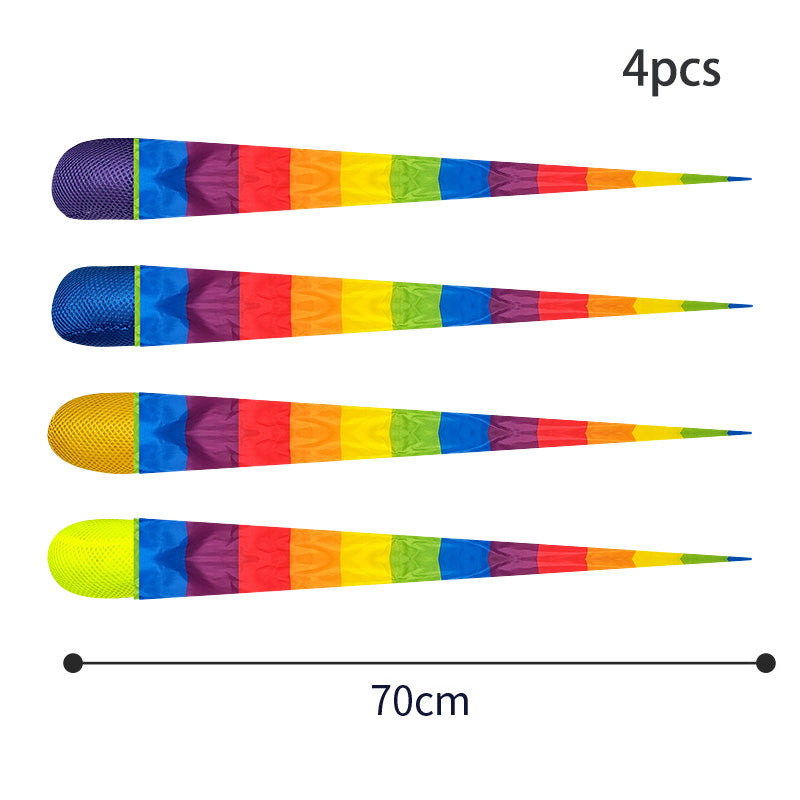 K014 4 Pieces Throw and Catch Ball, Rainbow Tail Foam Ball Sports Comet Balls Soft Colorful Play Playground Toys