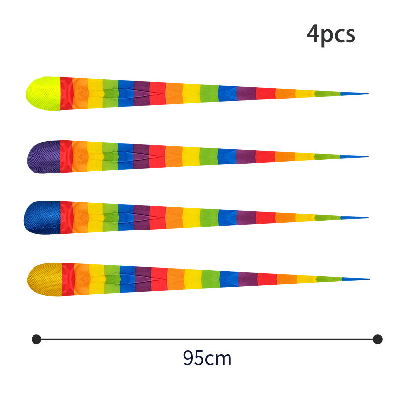 K014 4 Pieces Throw and Catch Ball, Rainbow Tail Foam Ball Sports Comet Balls Soft Colorful Play Playground Toys