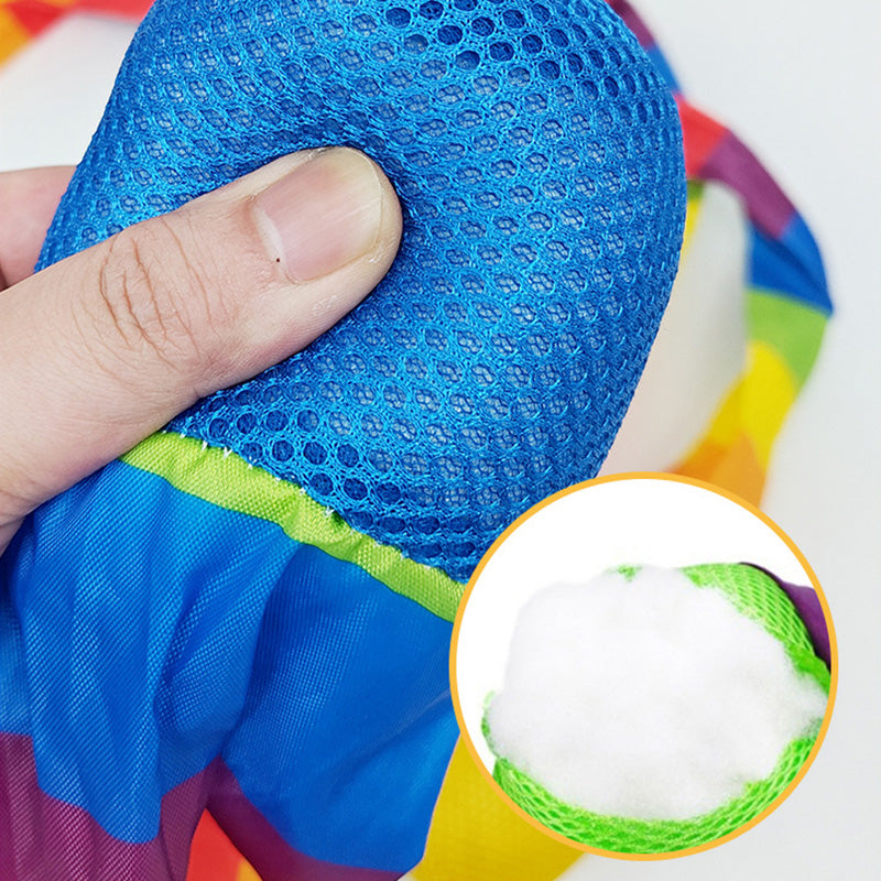 K014 4 Pieces Throw and Catch Ball, Rainbow Tail Foam Ball Sports Comet Balls Soft Colorful Play Playground Toys