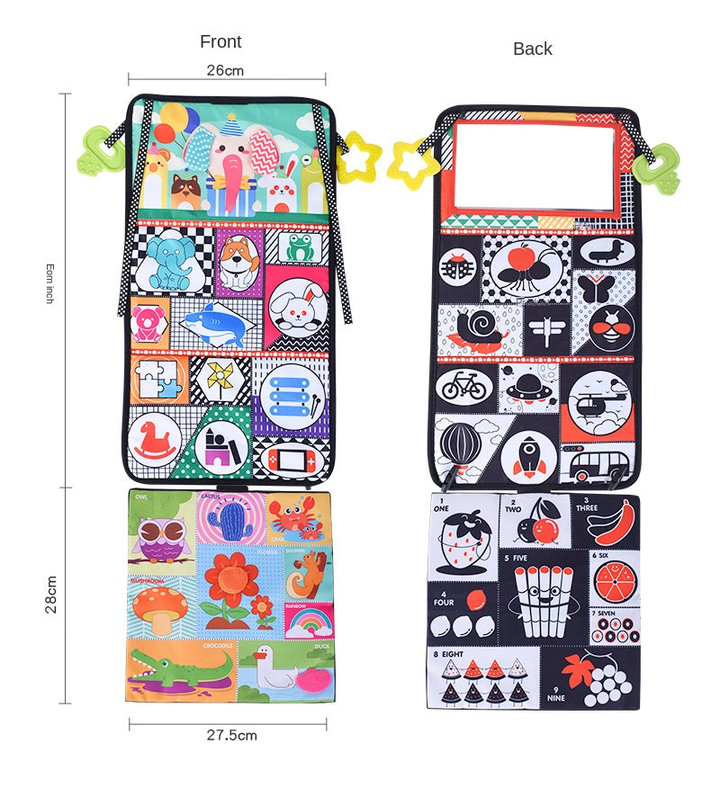 Baby Mirror Infant Toys Newborn 0 3 Months Brain Development with Crinkle Cloth Book Teether Black and White High Contrast Baby Toys 2 4 5 0-6 Month Boys Girls Sensory Activity Shower Gift