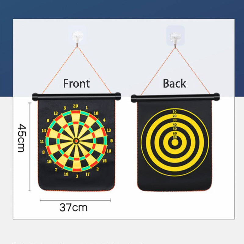 K019 Magnetic Dart Board, Indoor Outdoor Dart Games for Kids with 6pcs Magnetic Darts, Safety Toy Games, Rollup Double Sided Board Game Set for Gifts