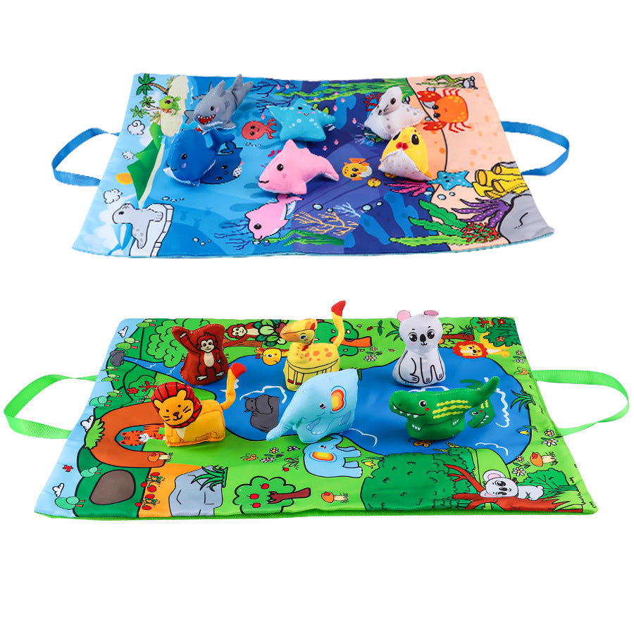 6 PCS Animal Fantastic Toys with Playmat/Storage Bag, Baby Toys for 1 2 Year Old Boy, 1st Birthday Gifts Easter Basket Stuffers for Toddler, 1 Year Old Boy Gift for Infant 12 18 Months