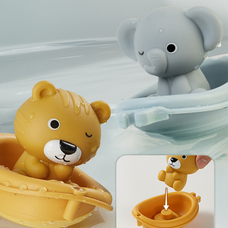 Bath Toys Floating Boats, 12 Pcs Baby Bath Toys 6-12 Months - Soft, Squeezable & Float on Water, Silicone Bath Finger Puppets for Toddlers Animal Bathtub Toys for 1 2 3 4 5 Boy Girl Kids (12)