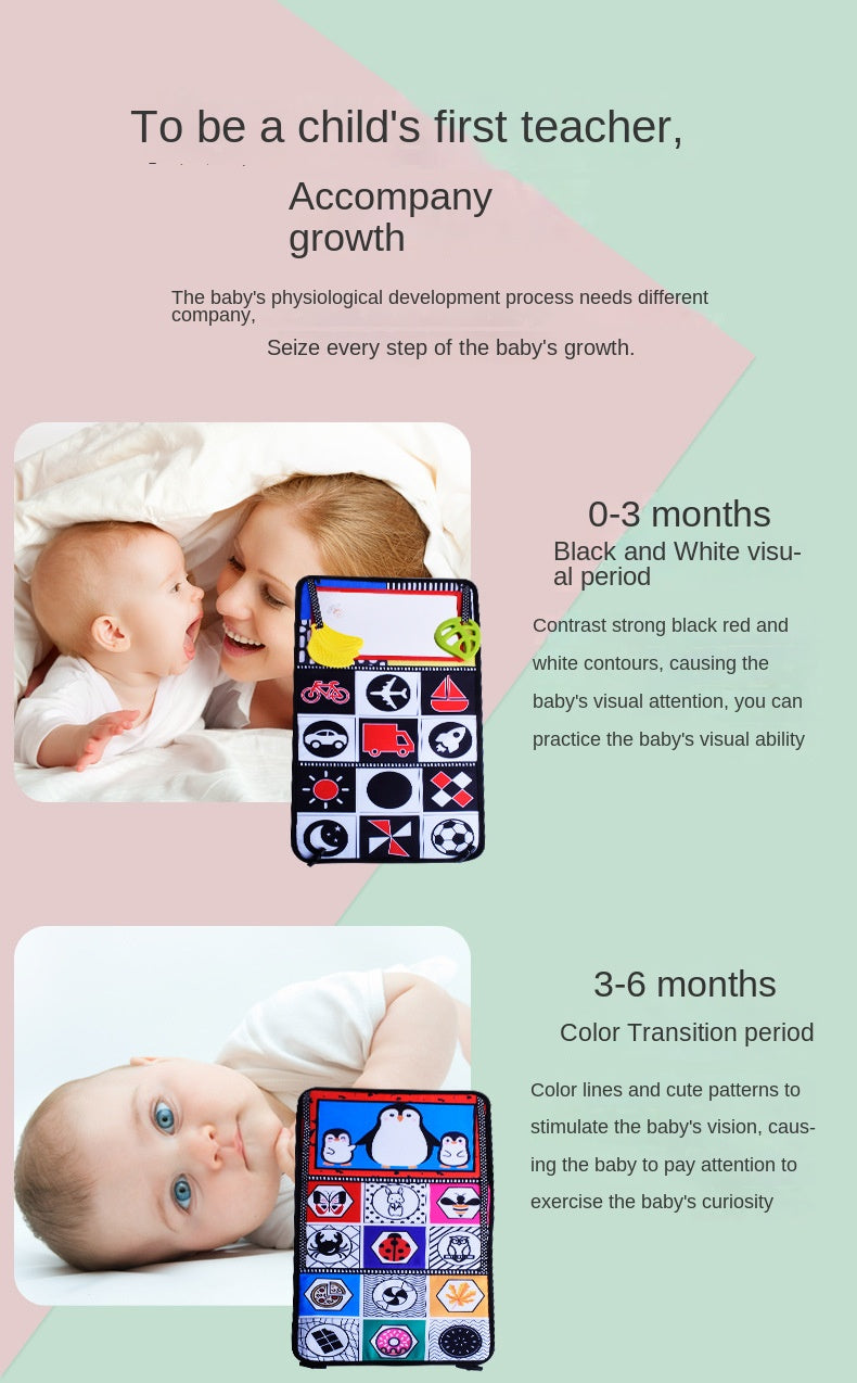 Baby Mirror Infant Toys Newborn 0 3 Months Brain Development with Crinkle Cloth Book Teether Black and White High Contrast Baby Toys 2 4 5 0-6 Month Boys Girls Sensory Activity Shower Gift