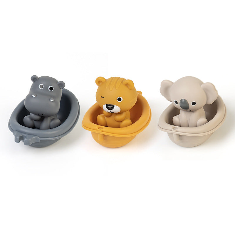 Bath Toys Floating Boats, 12 Pcs Baby Bath Toys 6-12 Months - Soft, Squeezable & Float on Water, Silicone Bath Finger Puppets for Toddlers Animal Bathtub Toys for 1 2 3 4 5 Boy Girl Kids (12)