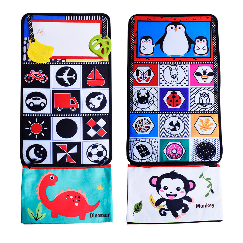 Baby Mirror Infant Toys Newborn 0 3 Months Brain Development with Crinkle Cloth Book Teether Black and White High Contrast Baby Toys 2 4 5 0-6 Month Boys Girls Sensory Activity Shower Gift