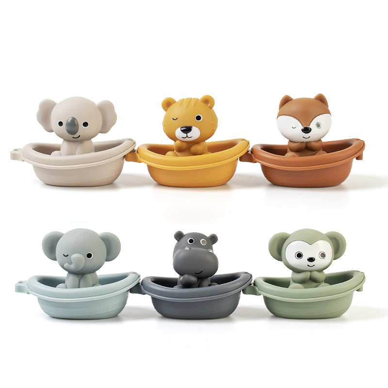Bath Toys Floating Boats, 12 Pcs Baby Bath Toys 6-12 Months - Soft, Squeezable & Float on Water, Silicone Bath Finger Puppets for Toddlers Animal Bathtub Toys for 1 2 3 4 5 Boy Girl Kids (12)