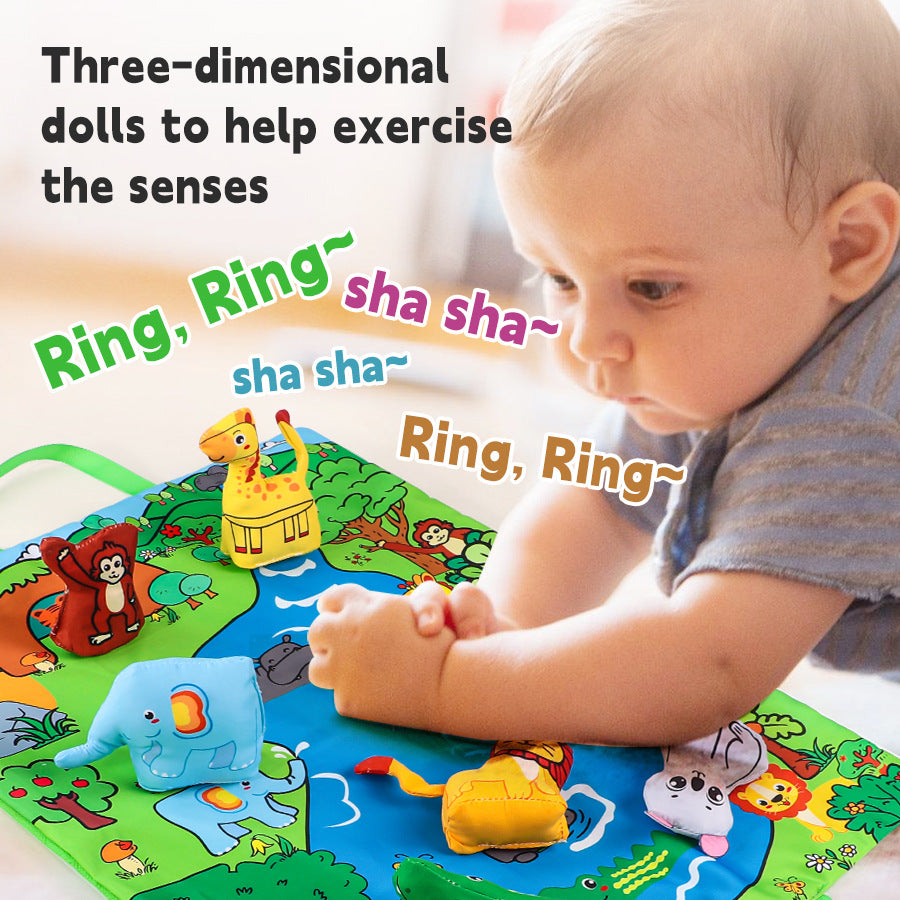 6 PCS Animal Fantastic Toys with Playmat/Storage Bag, Baby Toys for 1 2 Year Old Boy, 1st Birthday Gifts Easter Basket Stuffers for Toddler, 1 Year Old Boy Gift for Infant 12 18 Months